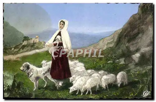 Cartes postales moderne Lourdes La Vie de Sainte Bernadette L&#39enfance de Ste Bernadette a Bartres Moutons Chien