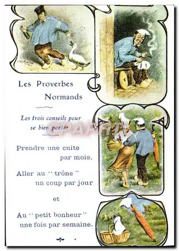 Cartes postales moderne Les Proverbes Normands Les Trois Conseils Pour Se Bien Porter Folklore