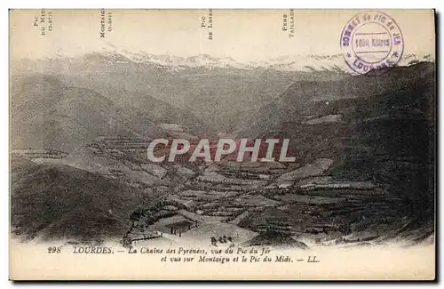 Cartes postales Lourdes Le Chaine des Pyrenees Vue Du Pic du Jer et vue sur le Montaigu et le Pic du Midi