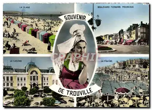 Moderne Karte Trouville Reine des Plages Plage Boulevard Fernand Moureaux Casino Piscine