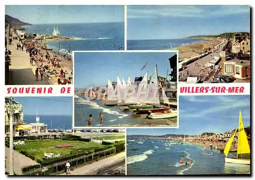 Moderne Karte Villers sur Mer Promenade et la plage Voiliers sur la plage Place Jean Mermoz