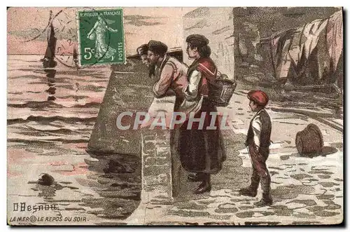 Cartes postales moderneA Le mar Le repos du soir Folklore