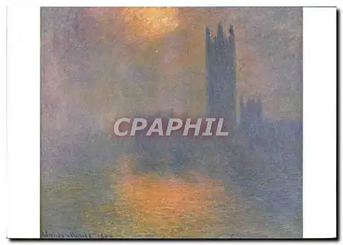 Moderne Karte Claude Monet Londres Le Parlement Trouee De Soleil Dans Le Brouillard