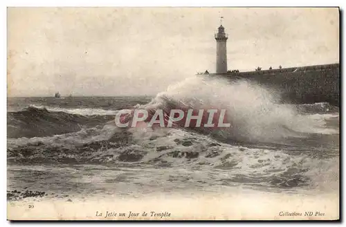 Ansichtskarte AK Le Jetee Un Jour De Tempete Phare