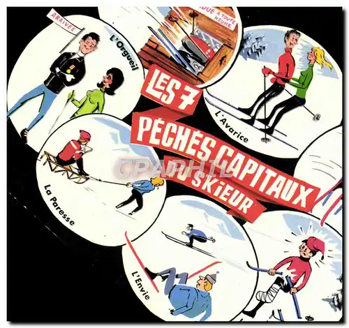 Cartes postales moderne Les 7 peches capitaux du skieur Ski