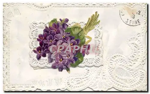 Cartes postales Fantaisie Brodeee Fleurs