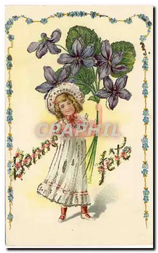 Cartes postales Fantaisie Fleurs Enfant