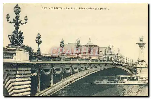 Ansichtskarte AK Paris Le Pont Alexandre III Peniches