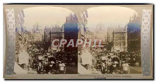 Photo Stereoscopique Fleet Street and St Paul&#39s London England