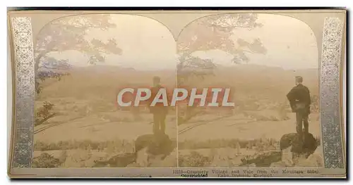 Photo Stereoscopique Grasmere Village and Vale from the Mountain Side London England