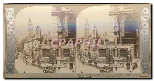 Photo Stereoscopique King&#39s Entrance to Westminster Abbey London England