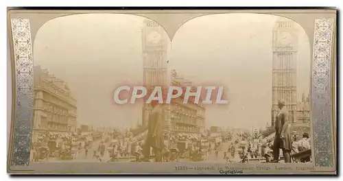 Photo Stereoscopique Approach to Westminster Bridge London England