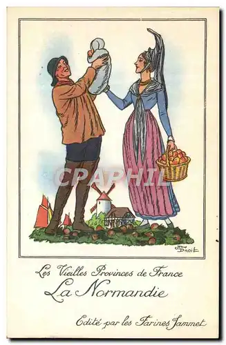 Cartes postales moderne Les Vieilles Provinces de France Normandie Publicite Farines Jammet Folklore