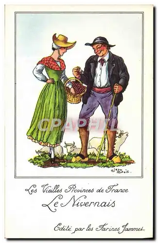 Cartes postales moderne Les Vieilles Provinces de France Nivernais Publicite Farines Jammet Folklore