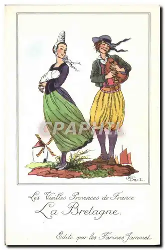 Cartes postales moderne Les Vieilles Provinces de France Bretagne Publicite Farines Jammet Folklore