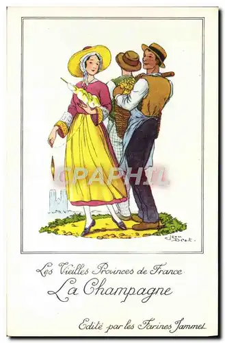 Cartes postales moderne Les Vieilles Provinces de France Champagne Publicite Farines Jammet Folklore