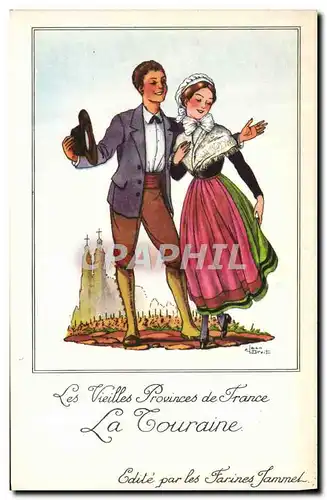 Cartes postales moderne Les Vieilles Provinces de France Touraine Publicite Farines Jammet Folklore