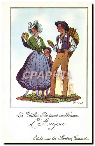 Cartes postales moderne Les Vieilles Provinces de France Anjou Vignes Publicite Farines Jammet Folklore