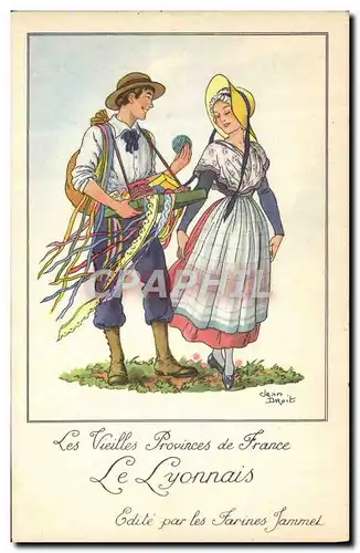 Moderne Karte Les Vieilles Provinces de France Lyonnais Publicite Farines Jammet Folklore