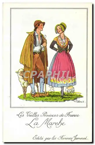 Cartes postales moderne Les Vieilles Provinces de France La Marche Publicite Farines Jammet Folklore