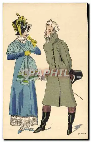 Ansichtskarte AK Histoire Du Costume Francais Empire 1814 Homme Femme