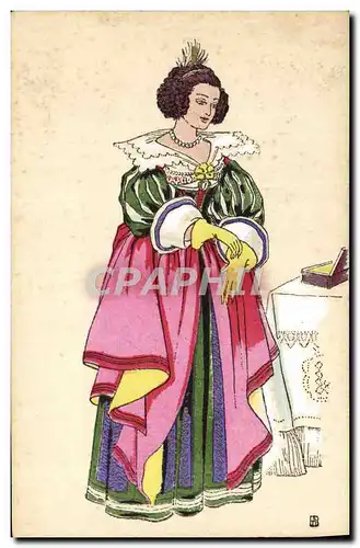 Ansichtskarte AK Histoire Du Costume Francais Regne de Louis XIII 1625 Femme