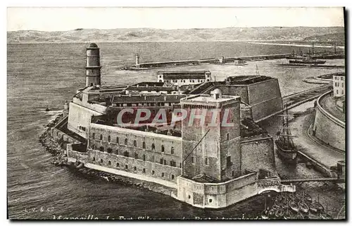 Cartes postales Marseille Le fort St Jean vu du pont a transbordeur