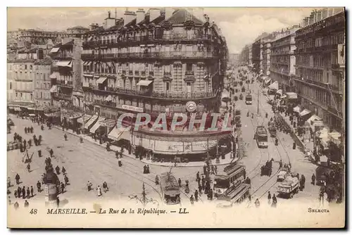 Ansichtskarte AK Marseille La Rue de La Republique Tramway