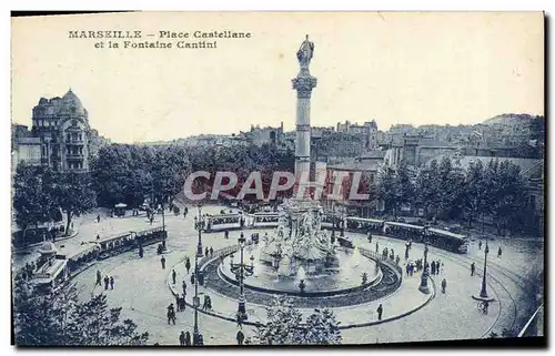 Ansichtskarte AK Marseille Place Castellane et la Fontaine Cantini Tramway