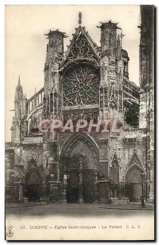 Cartes postales Dieppe Eglise Saint Jacques Le portail