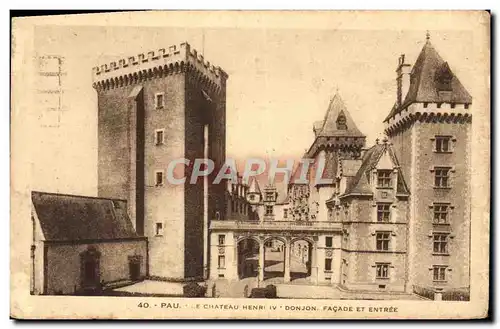 Cartes postales Pau Chateau Henri IV Donjon Facade et entree