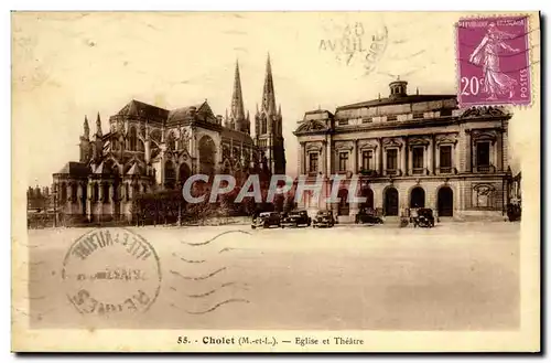 Cartes postales Cholet Englise et Theatre