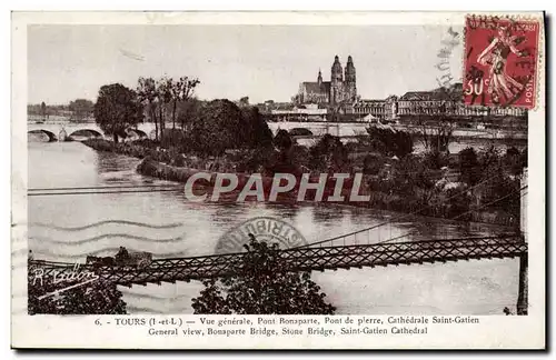 Ansichtskarte AK Tours Vue generale Pont Bonaparte Pont de pierre Cathedrale Saint Gatien