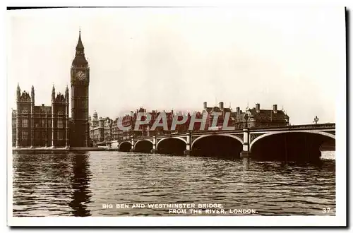 Cartes postales Big Ben And Westminster Bridge From The River London