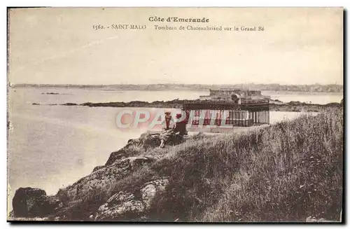 Ansichtskarte AK Saint Malo Tombeau de Chateaubriand sur le Grand Be