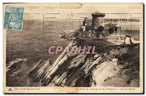 Cartes postales Saint Jean De Luz Le Fort de Soccoa et les Falaises a maree haute