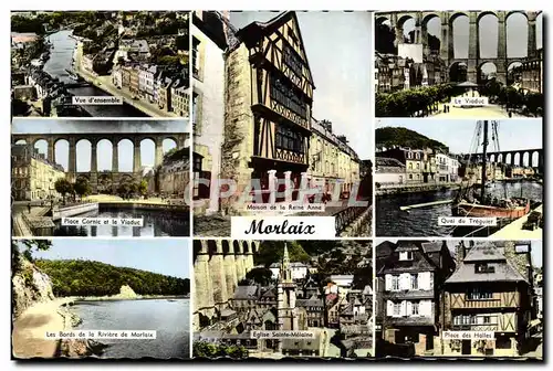 Cartes postales moderne Maison de la Reine Anne Morlaix Place Cornic Bords de la riviere de Morlaix Viaduc Quai du Tregu