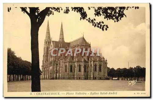 Cartes postales Chateauroux Place Voltaire Eglise Saint Andre
