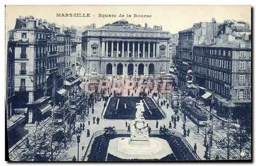 Ansichtskarte AK Marseille Square de la Bourse Tramways