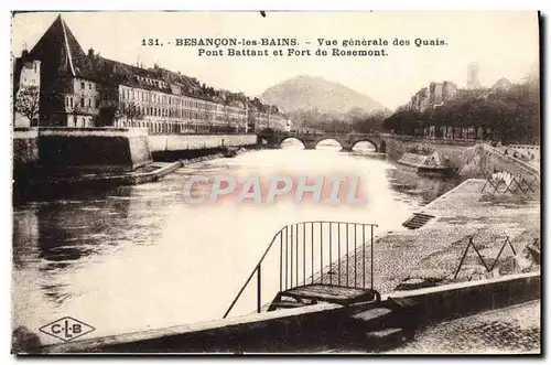 Cartes postales Besancon Les Bains Vue Generale des Quais Pont Battant et Fort de Rosemont