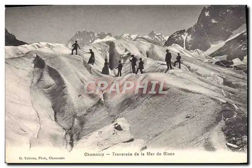 Ansichtskarte AK Chamonix Traversee de la Mer de Glace Alpinisme