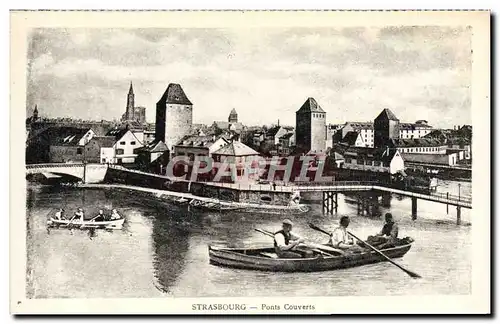 Ansichtskarte AK Strasbourg Pont Couverts Bateau