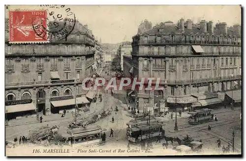 Cartes postales Marseille Place Sadi Carnot et Rue Colbert Tramway