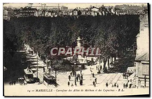 Ansichtskarte AK Marseille Carrefour des allees de Meilhan et des Capucines Tramway