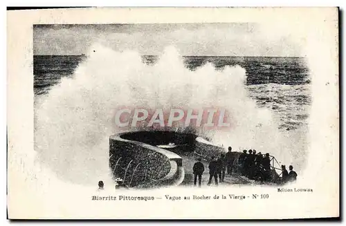 Ansichtskarte AK Biarritz Pittoresque Vague au Rocher de la Vierge