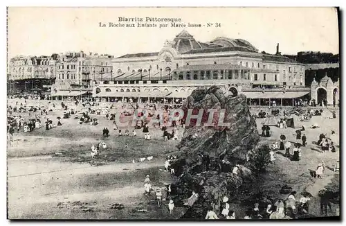 Ansichtskarte AK Biarritz Pittoresque La Roche aux Enfants Par Maree basse