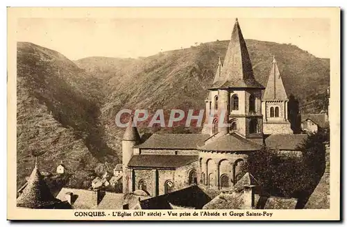 Cartes postales Conques L'Eglise Vue Prise de L'Abside et gorge Sainte Foy