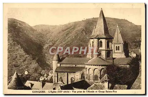 Cartes postales Conques L&#39Eglise Vue Prise de l&#39abside et gorge Sainte Foy