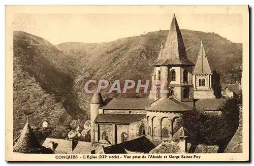 Cartes postales Conques L'Eglise Vue Prise de l'abside et gorge Sainte Foy