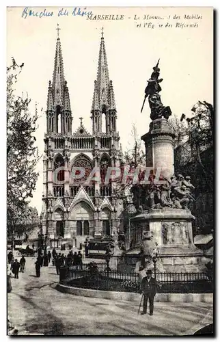 Cartes postales Marseille Le monument des Mobiles et l&#39eglise des Reformes